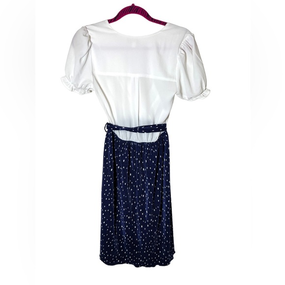 Monteau White and Blue Polka Dot Dress Size M - Picture 2 of 4